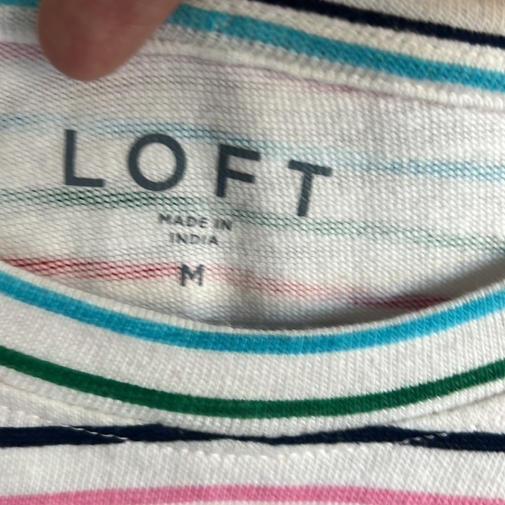 LOFT Petite Striped Puff Sleeve Sweatshirt - Picture 6 of 7